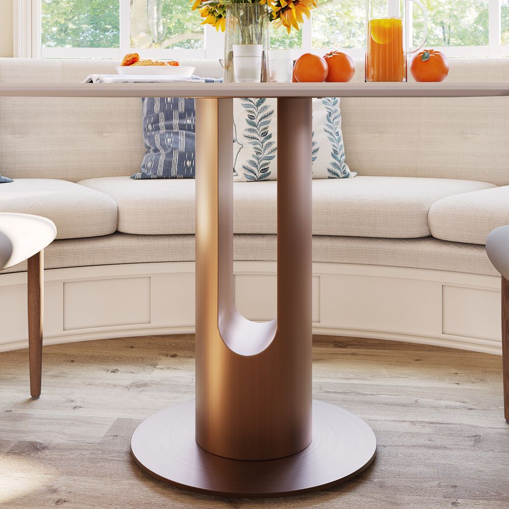 White Glossy Sintered Stone Dining Room Set