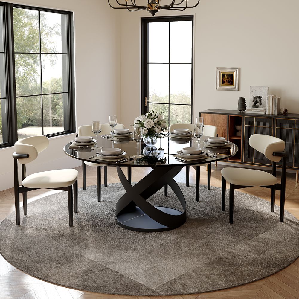 Partly Assemble Gray Glass Tempered Glass Dining Room Set