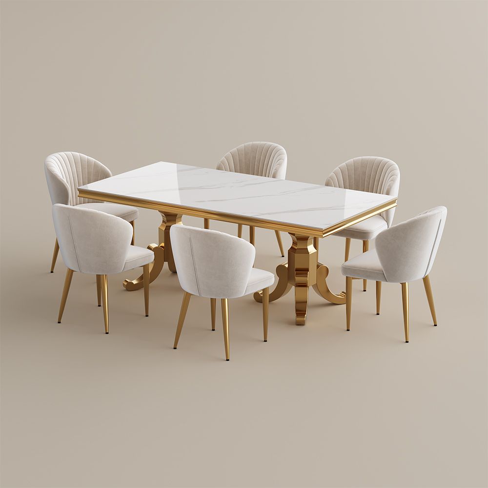 Modern White Glossy Sintered Stone Dining Tables