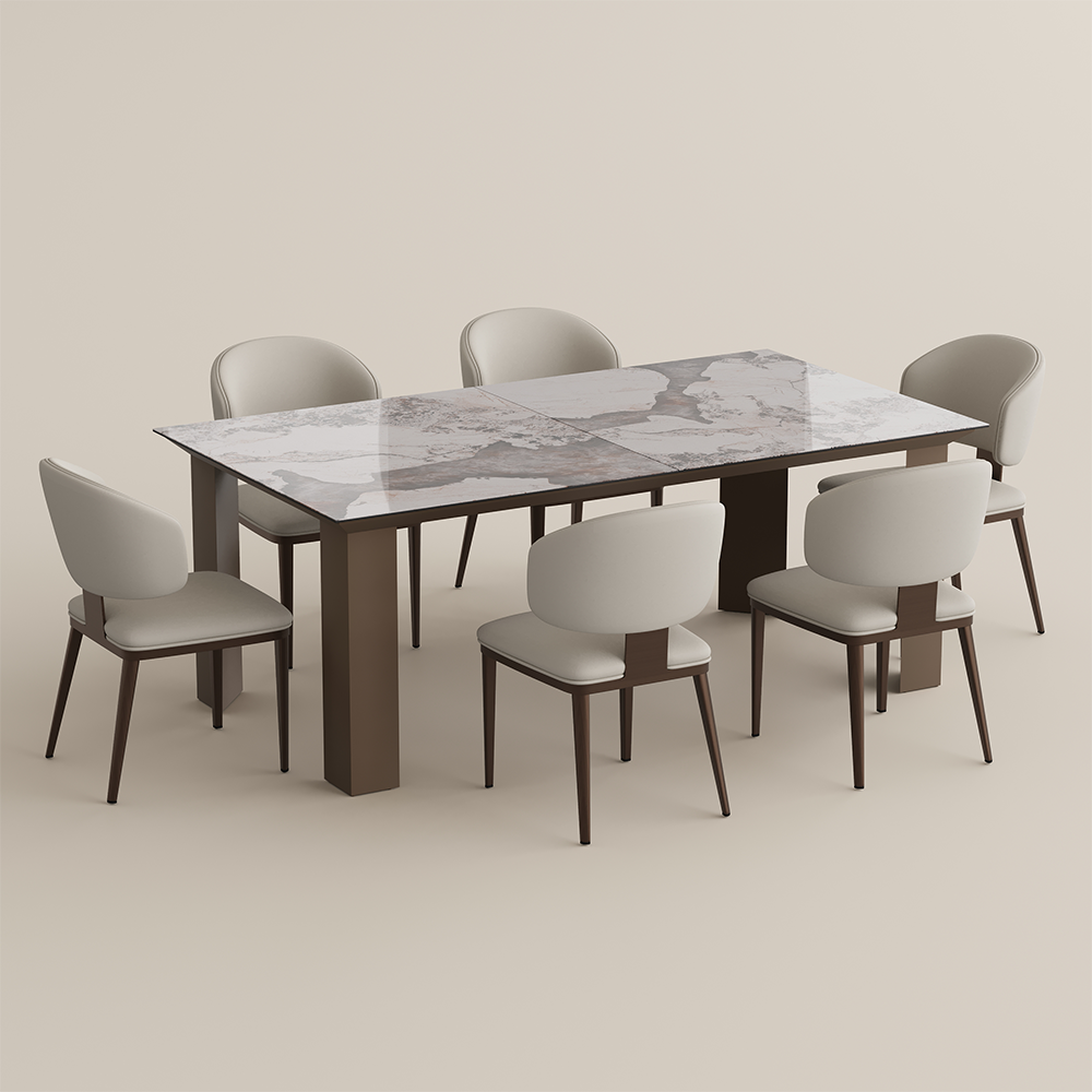 Sintered Stone Pandora Glossy Sintered Stone Dining Room Set