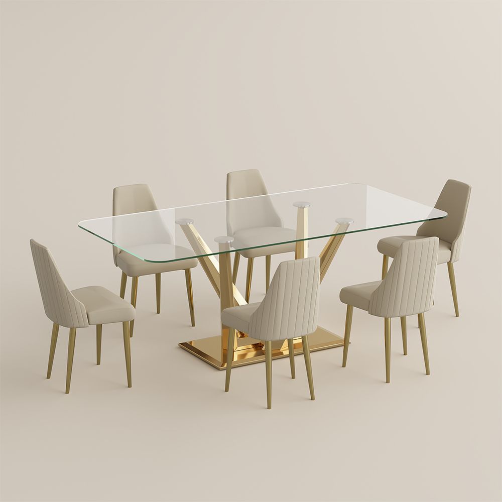 Sintered Stone Clear Glossy Sintered Stone Dining Room Set