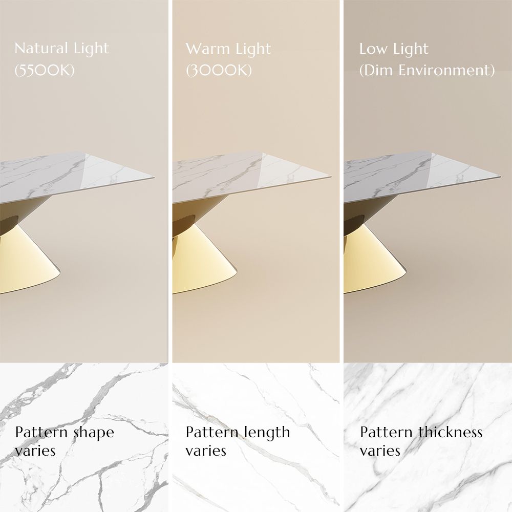 White White&Gold Sintered Stone & Stainless Steel Dining Tables