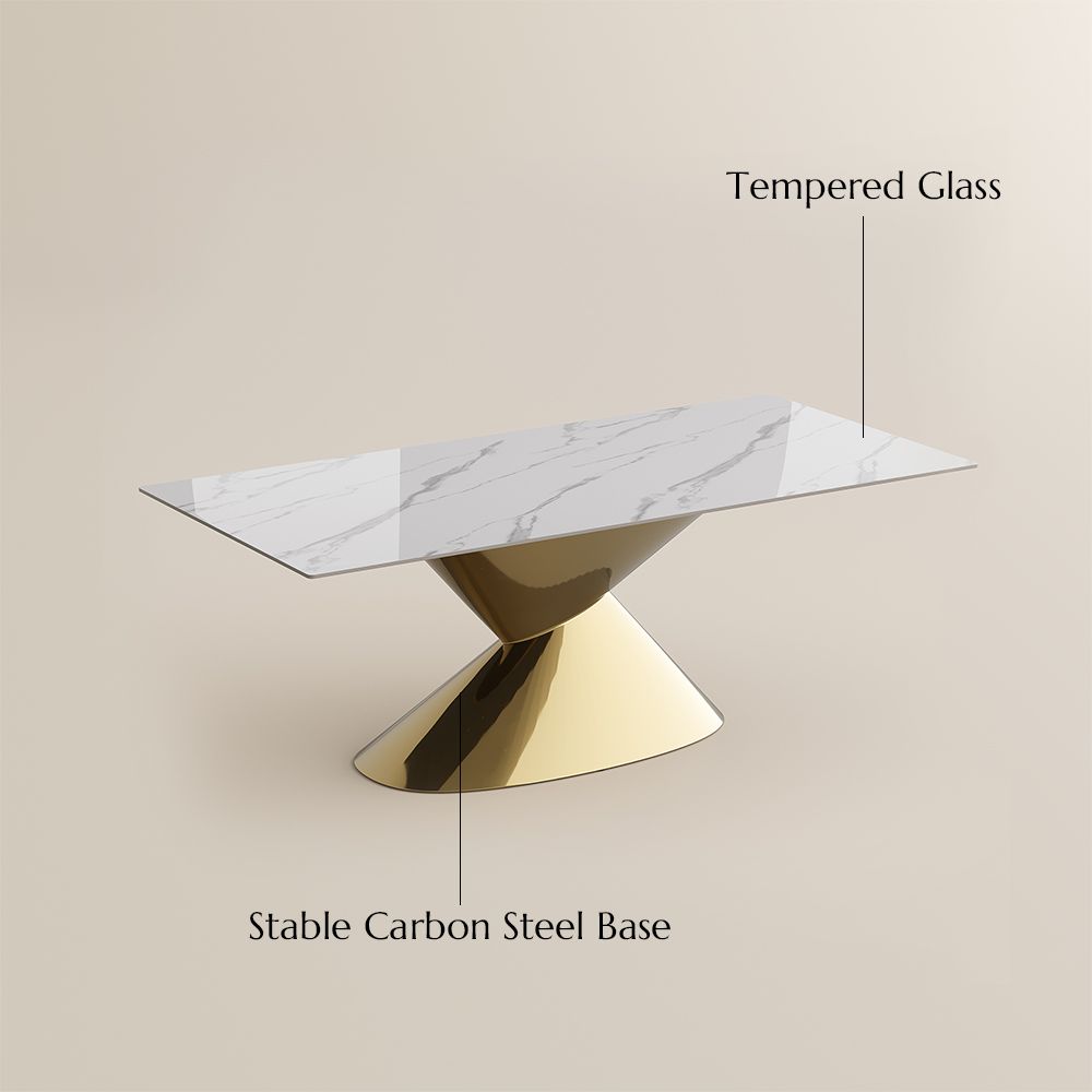 Stainless Steel White&Gold Sintered Stone & Stainless Steel Dining Tables