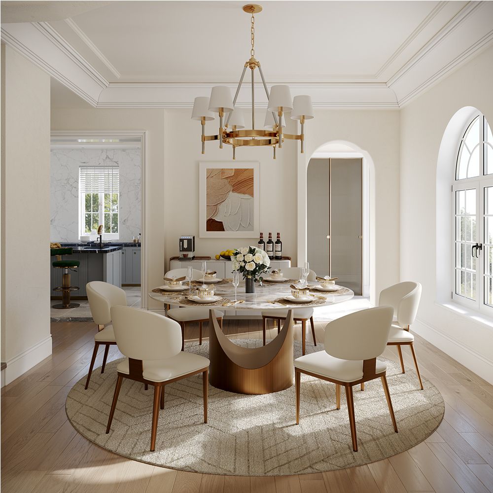 Modern Pandora Glossy Sintered Stone Dining Room Set