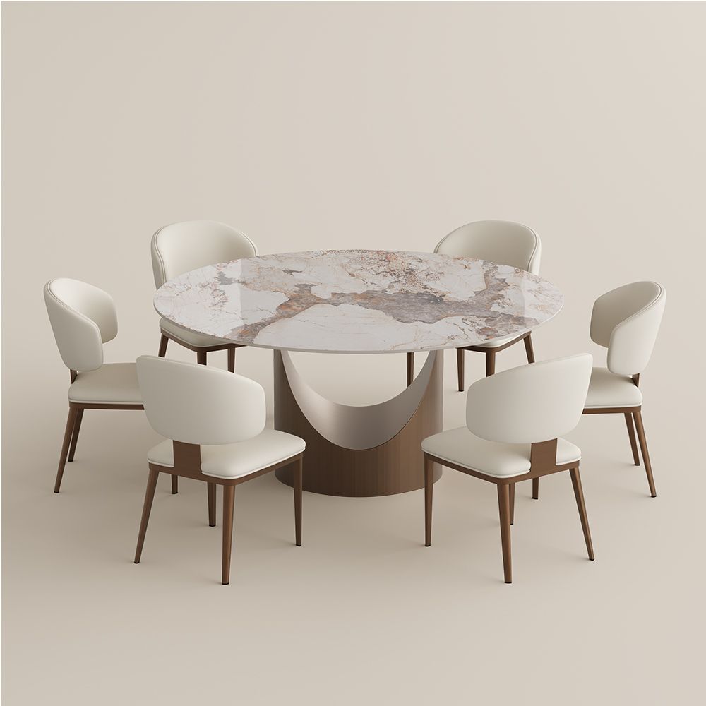 Seats 4 Pandora Glossy Sintered Stone Dining Room Set