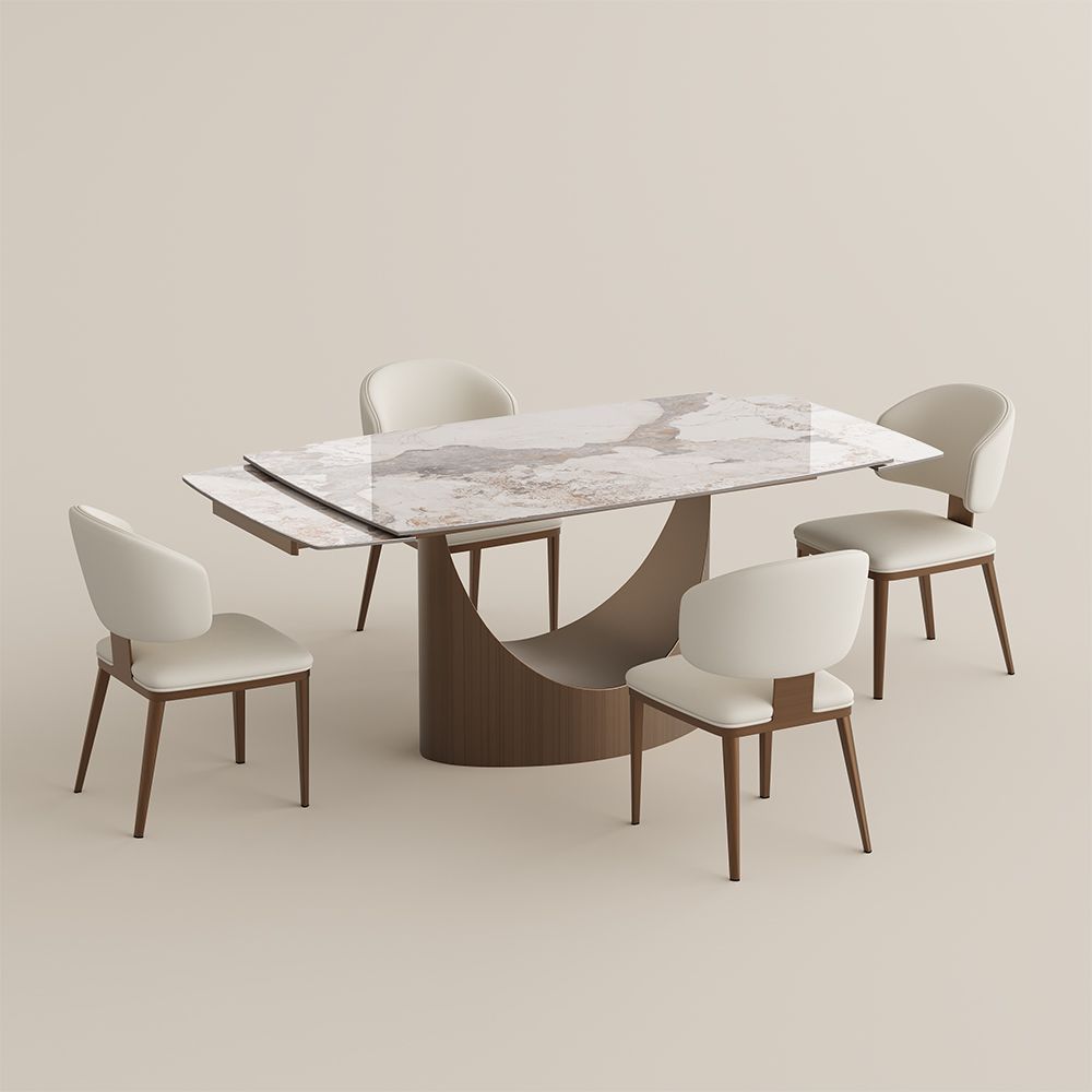 Extendable Pandora & Bronze Glossy Sintered Stone Dining Room Set