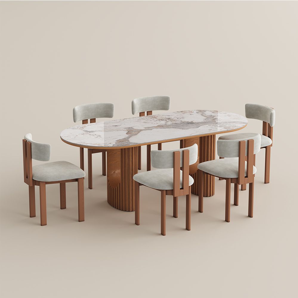 Sintered Stone Pandora Glossy Sintered Stone Dining Room Set
