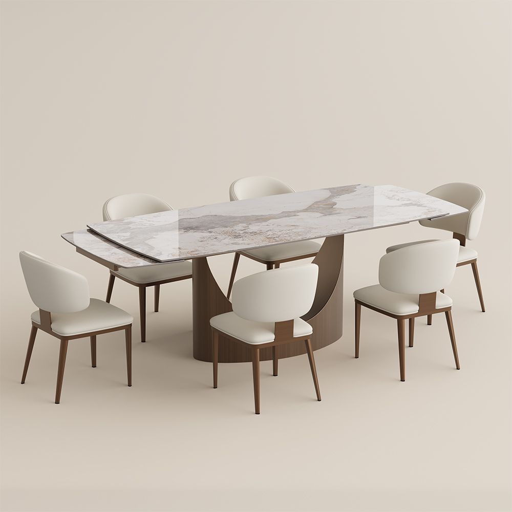 Modern Pandora & Bronze Glossy Sintered Stone Dining Room Set