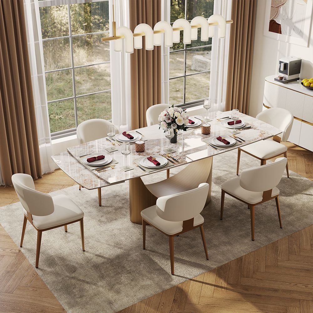 Sintered Stone Pandora & Bronze Glossy Sintered Stone Dining Room Set