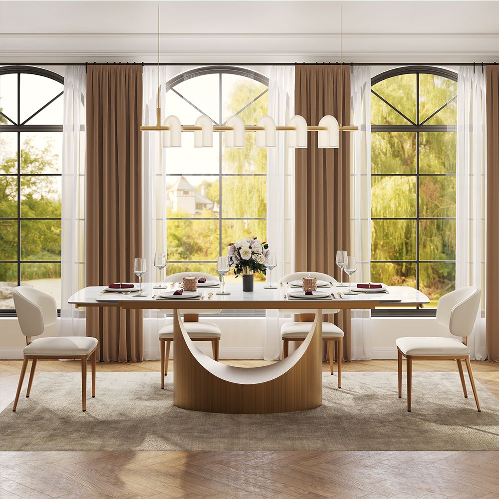 Stainless Steel Pandora & Bronze Glossy Sintered Stone Dining Room Set