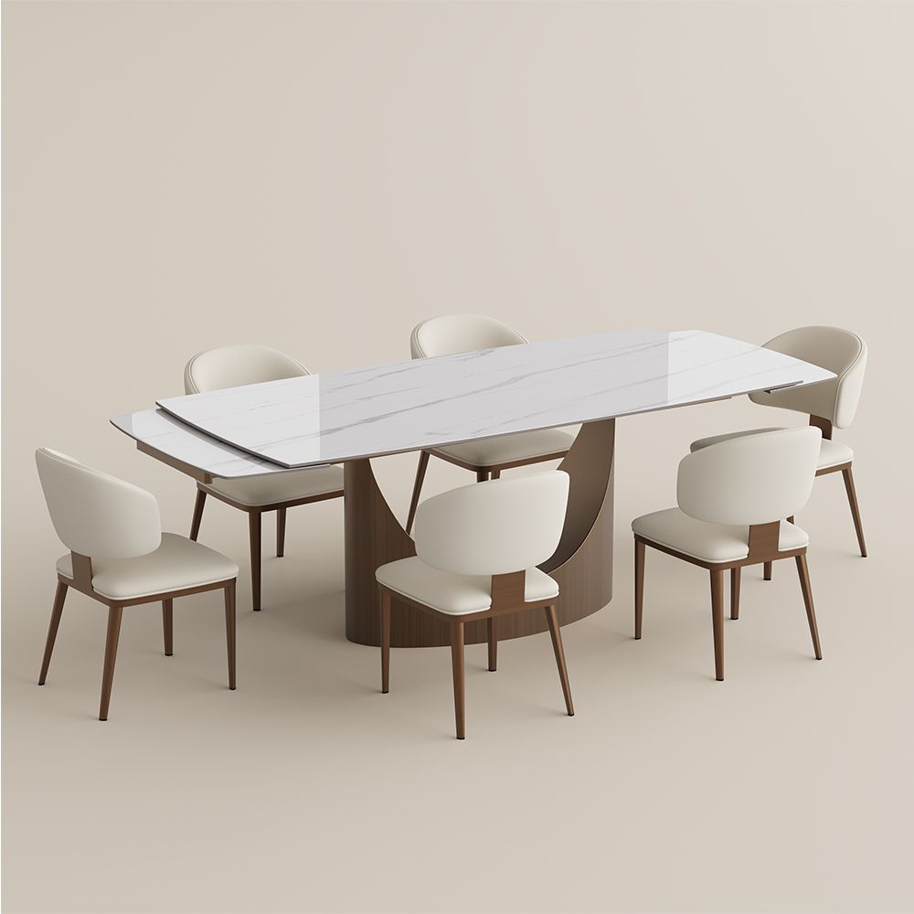 for 8 White & Bronze Glossy Sintered Stone Dining Room Set
