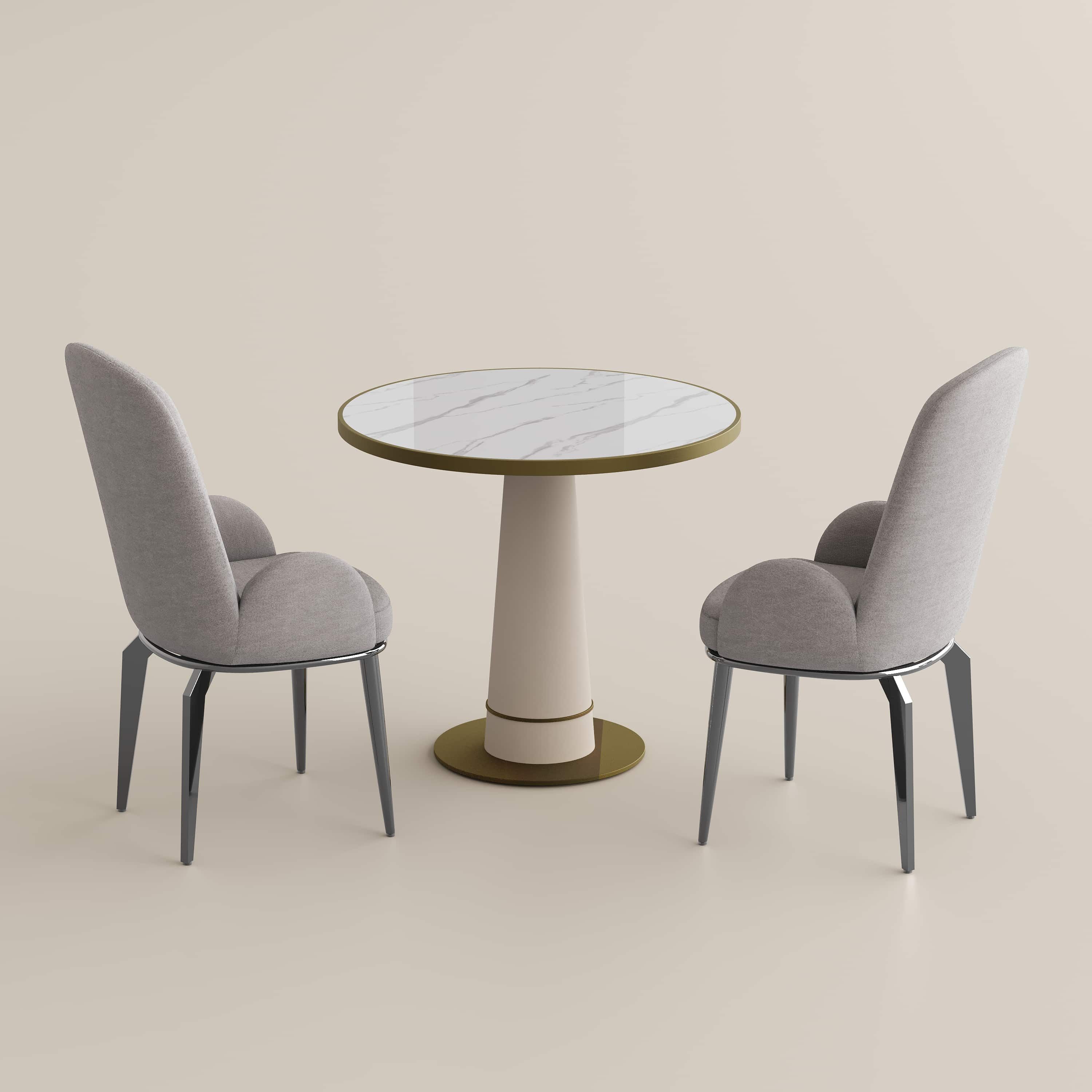 Cozy White Glossy Sintered Stone Dining Room Set