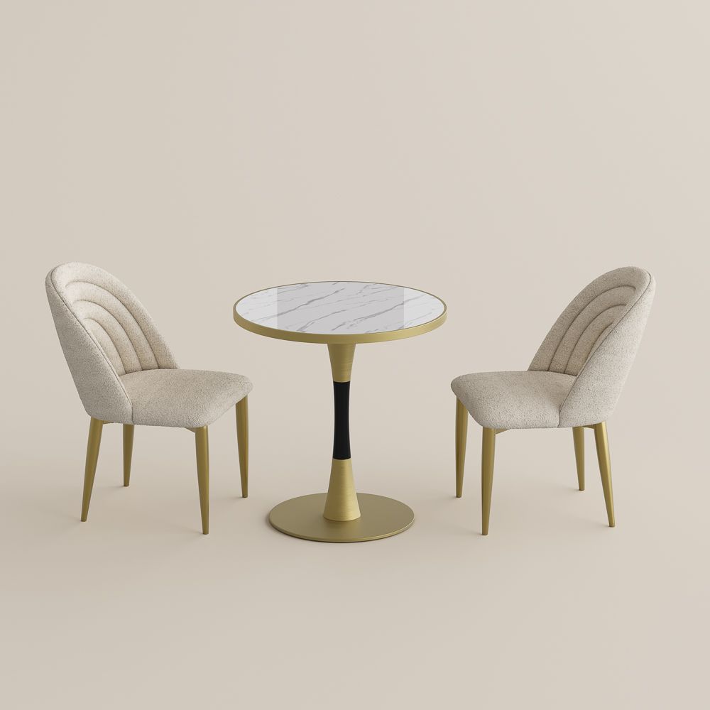 White Glossy Sintered Stone Dining Room Set