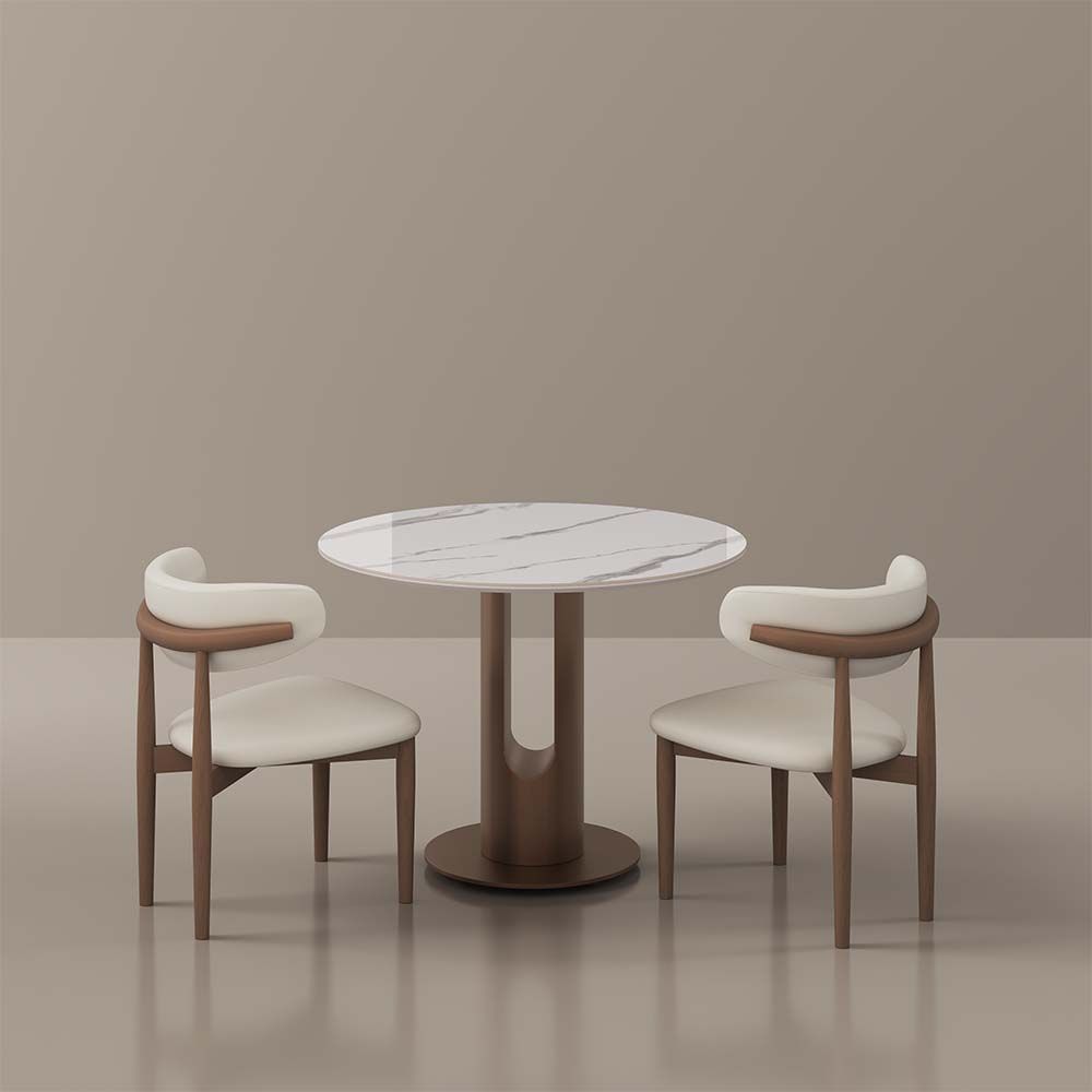 White Glossy Sintered Stone Dining Room Set
