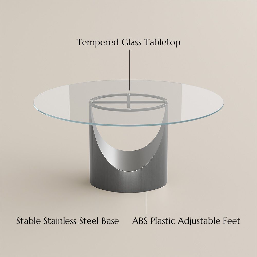 Round Clear Tempered Glass Dining Room Set