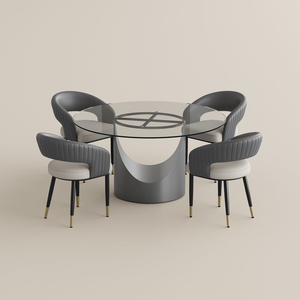 Seats 4 Clear Tempered Glass Dining Room Set