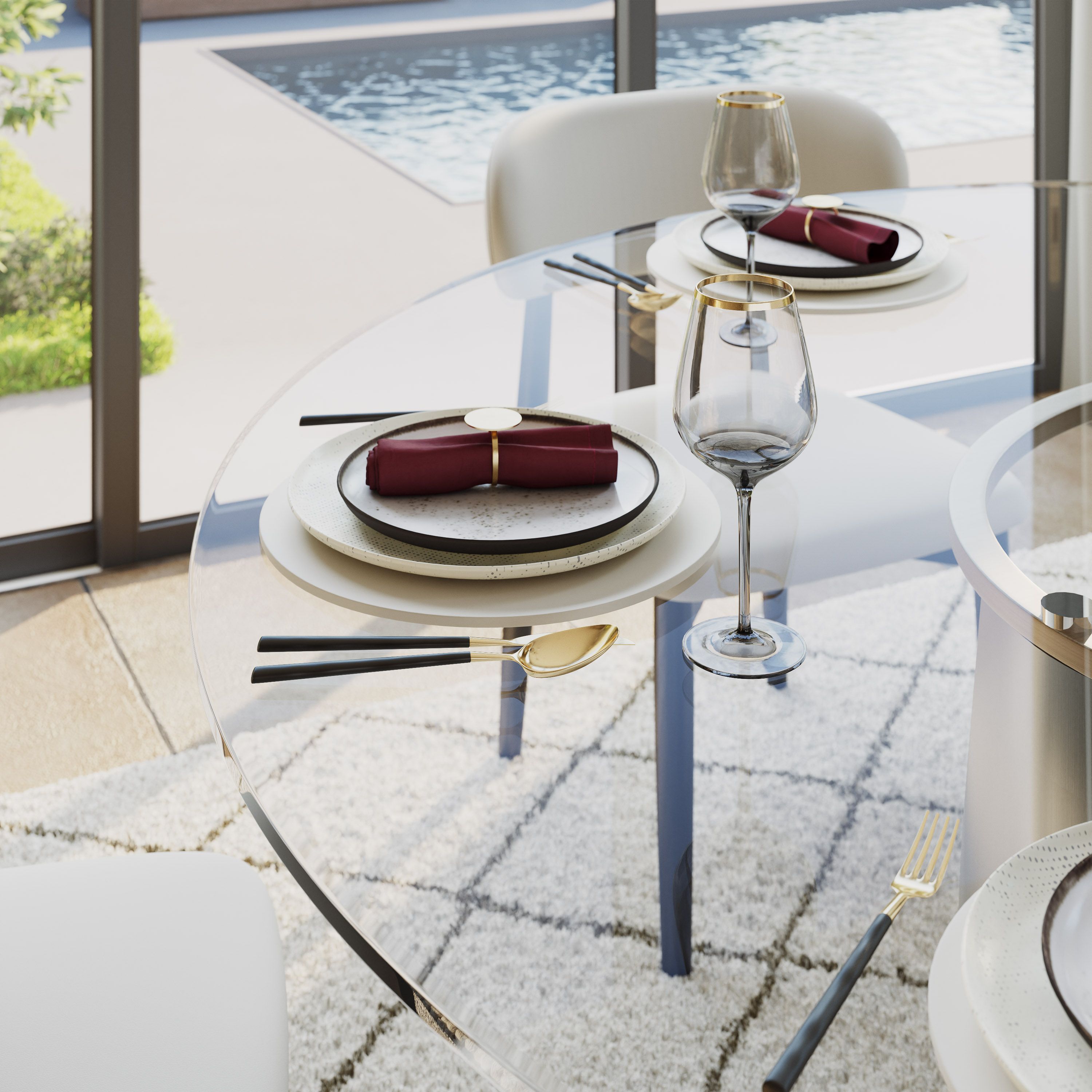 Seats 4 Clear Tempered Glass Dining Room Set