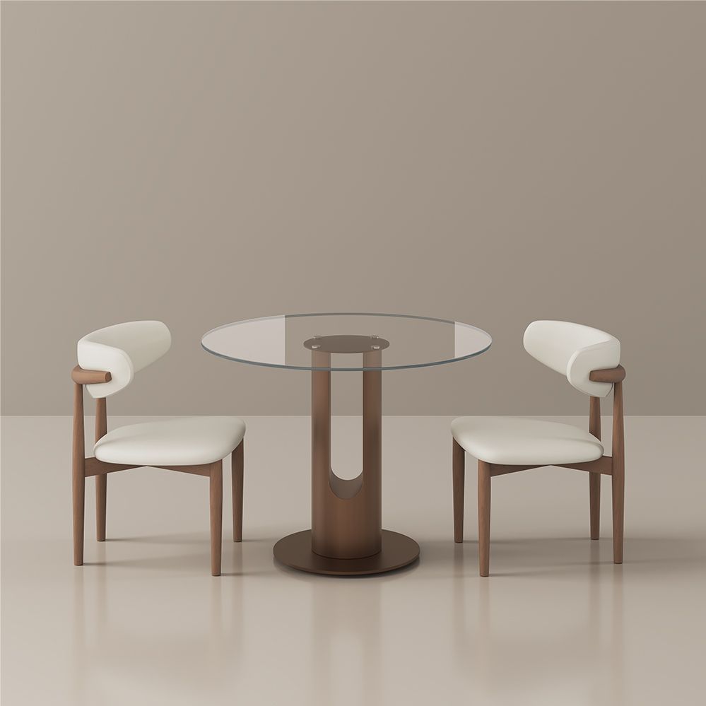 PU Leather Clear Tempered Glass Dining Room Set