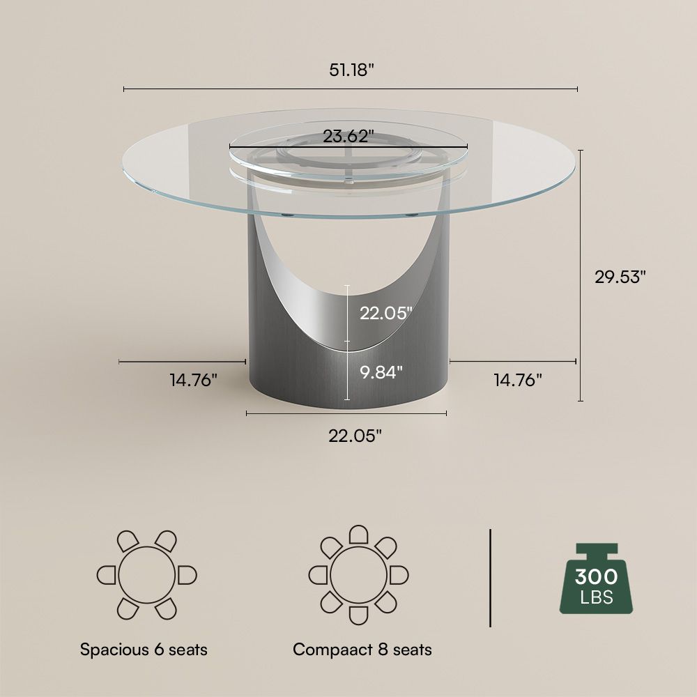 Sintered Stone Clear Tempered Glass Dining Room Set
