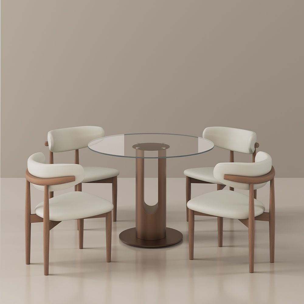 Stainless Steel Clear Tempered Glass Dining Room Set