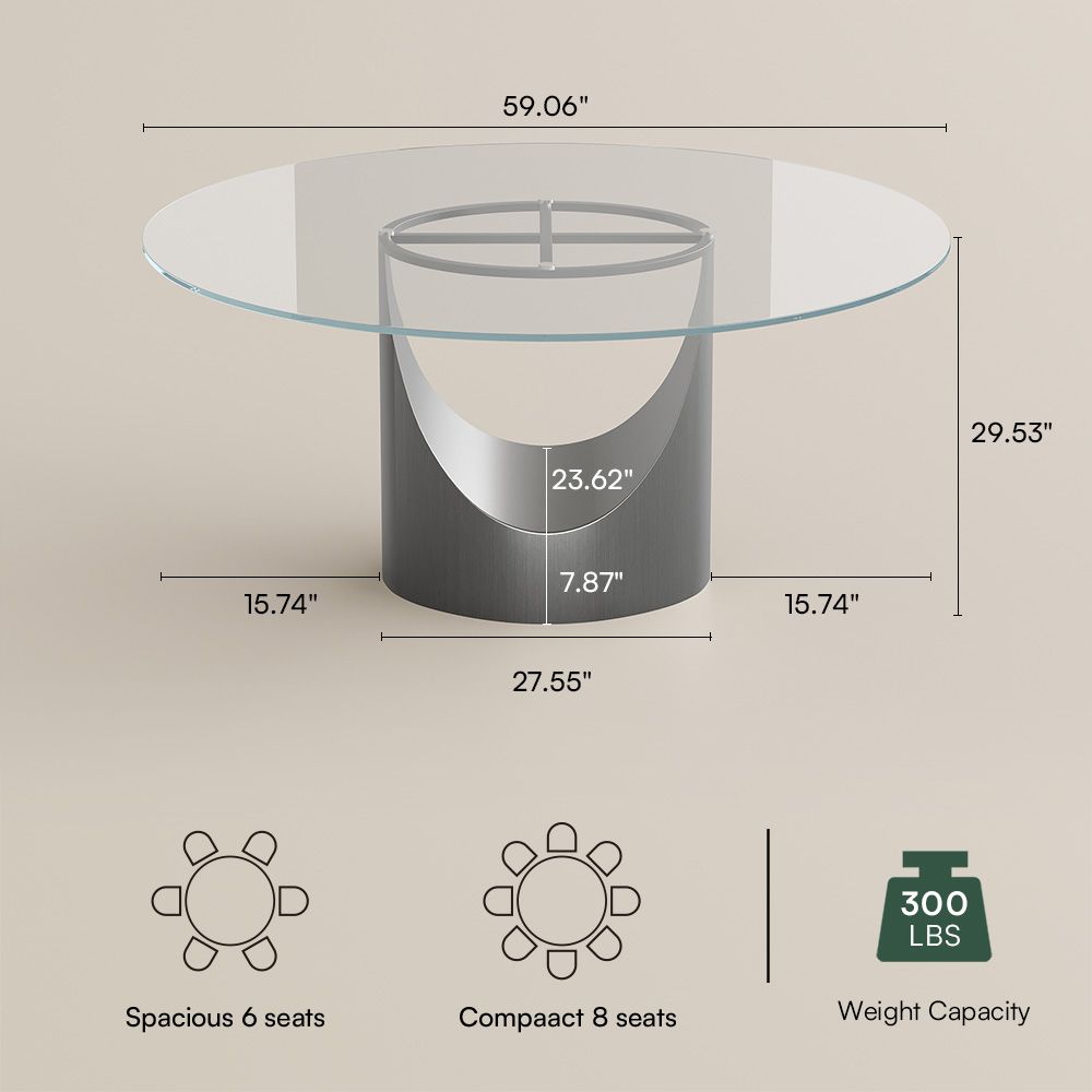Seats 4 Clear Tempered Glass Dining Room Set