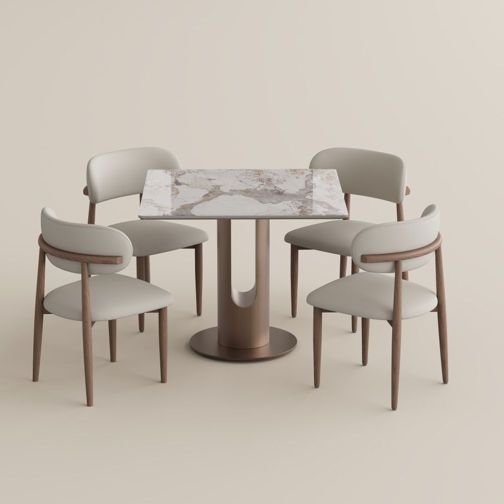 Modern Pandora Glossy Sintered Stone Dining Room Set