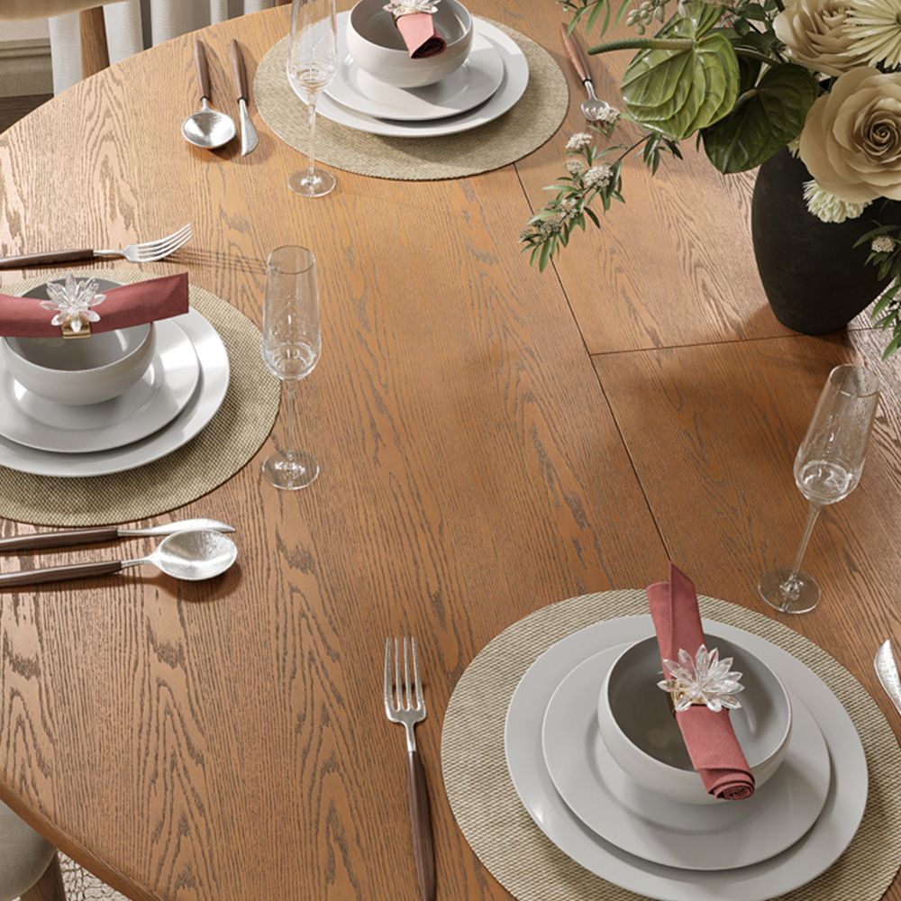 Seats 4 Walnut Color Engineered Wood Dining Room Set