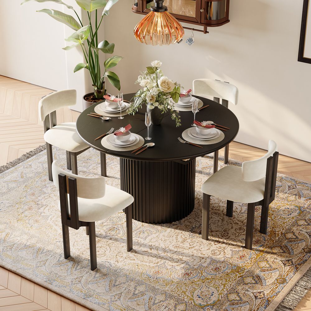 Black Engineered Wood Dining Room Set