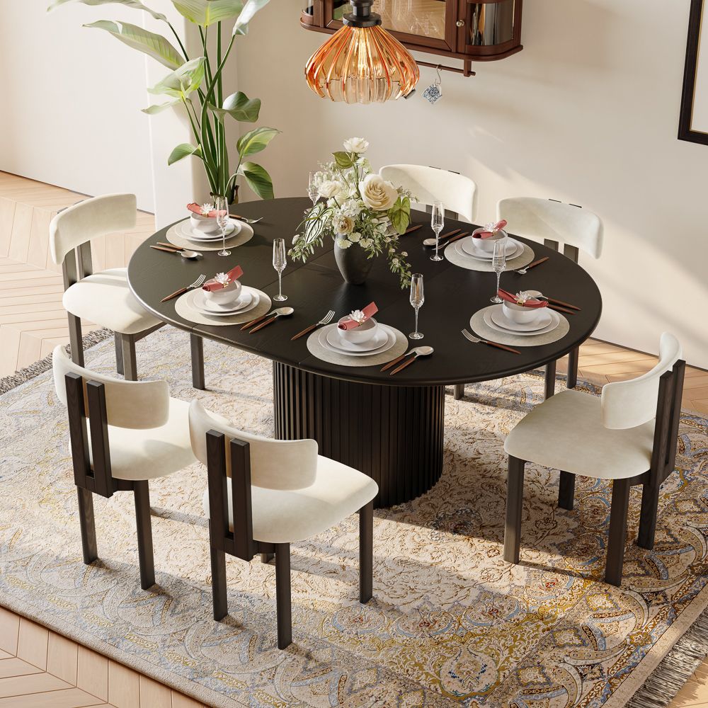 Black Engineered Wood Dining Room Set