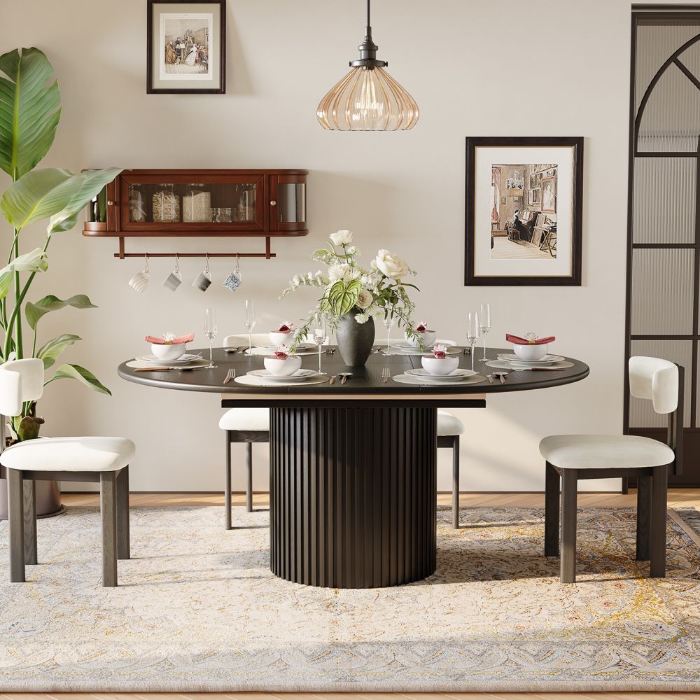 Black Engineered Wood Dining Room Set