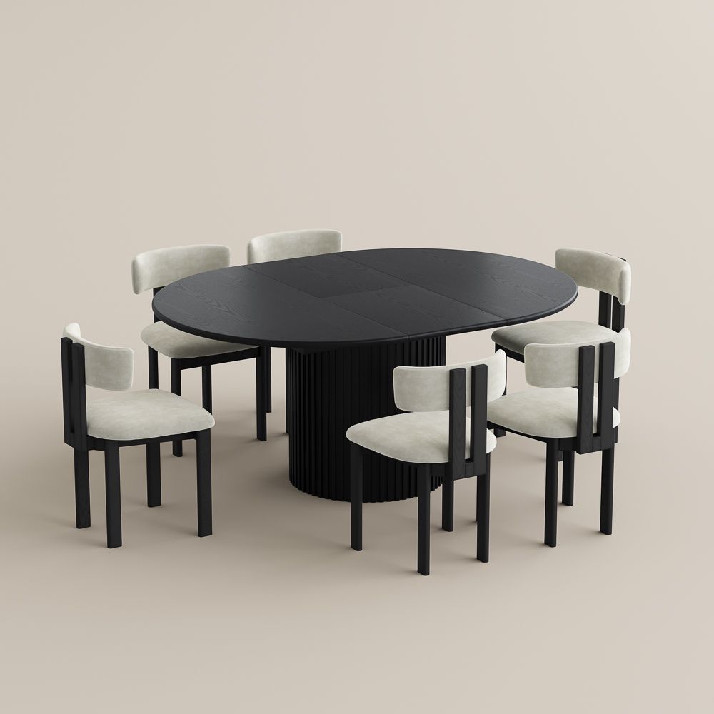 Black Engineered Wood Dining Room Set