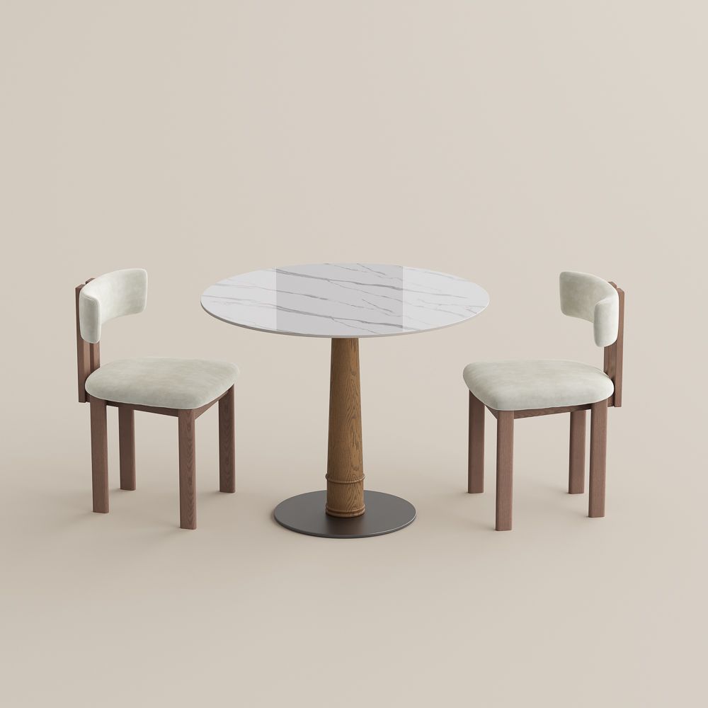 White Glossy Sintered Stone Dining Room Set