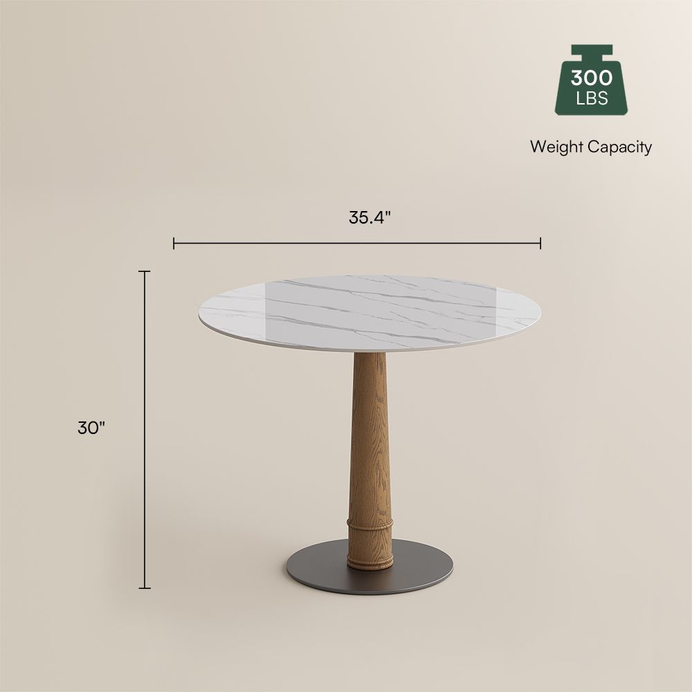 Round White Glossy Sintered Stone Small Bar & Bistro Tables