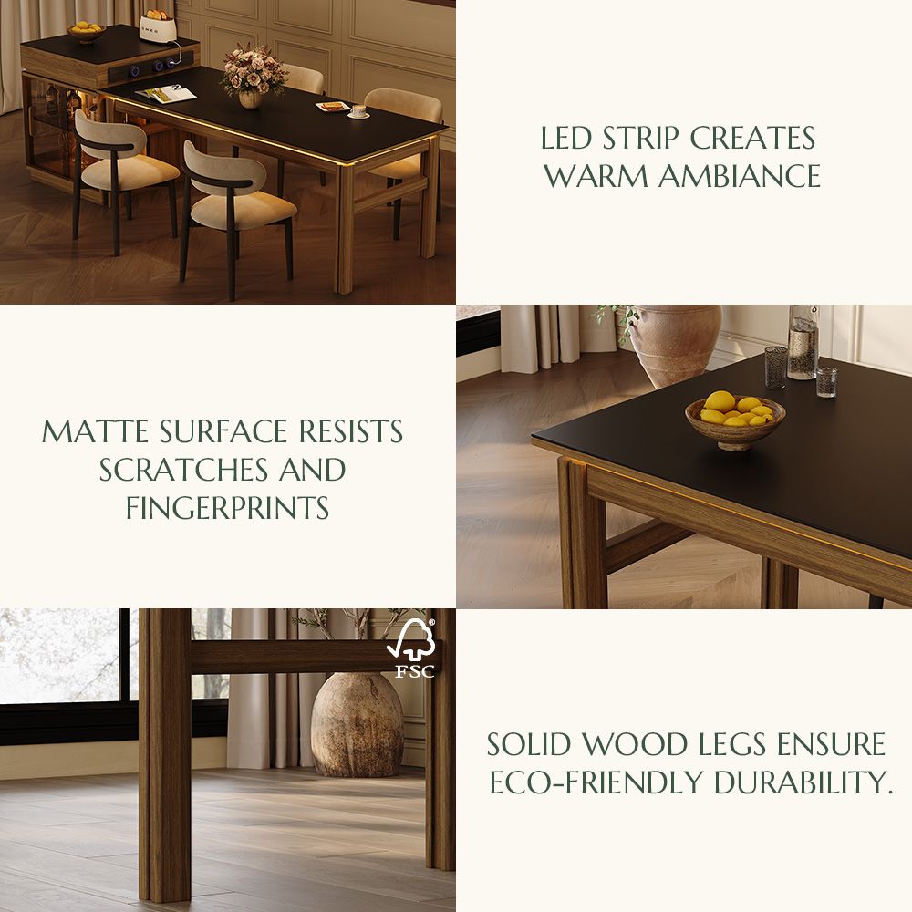 Sintered Stone Black Matte Sintered Stone Dining Room Set