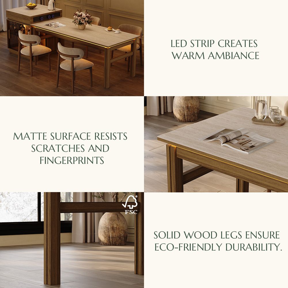 Sintered Stone Travertine Matte Sintered Stone Dining Room Set