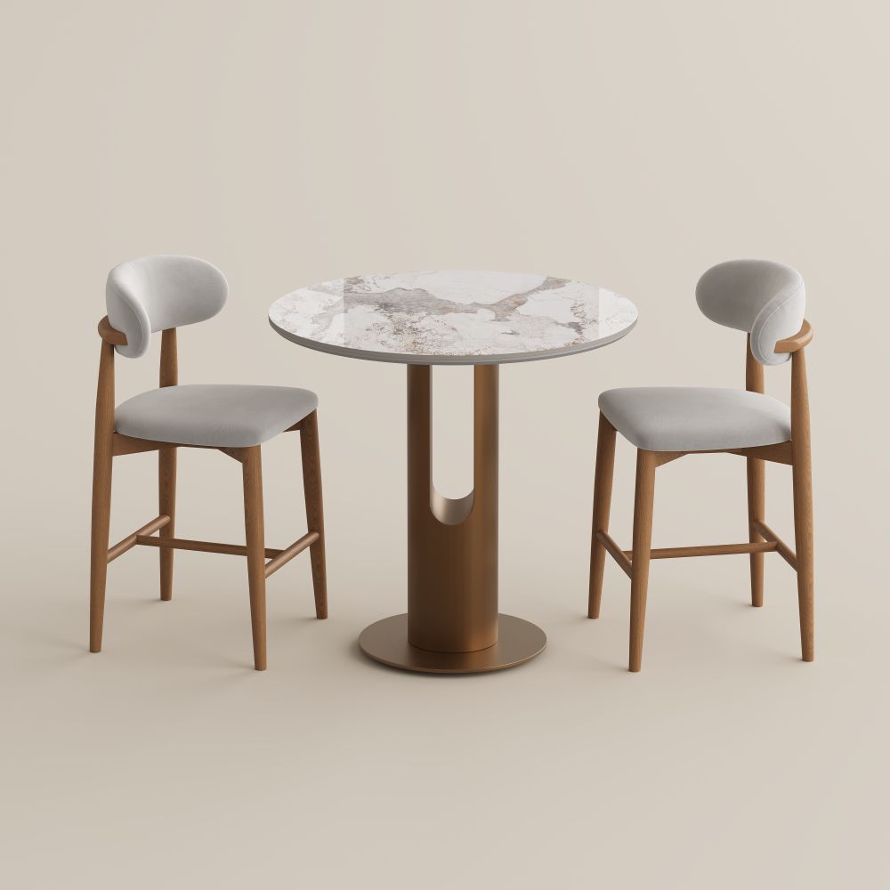 Sintered Stone Pandora & Bronze Glossy Sintered Stone Dining Room Set
