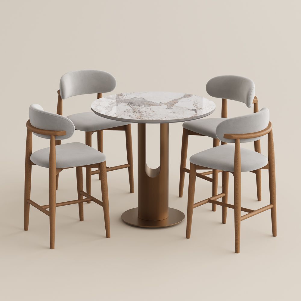 Carbon Steel Pandora & Bronze Glossy Sintered Stone Dining Room Set