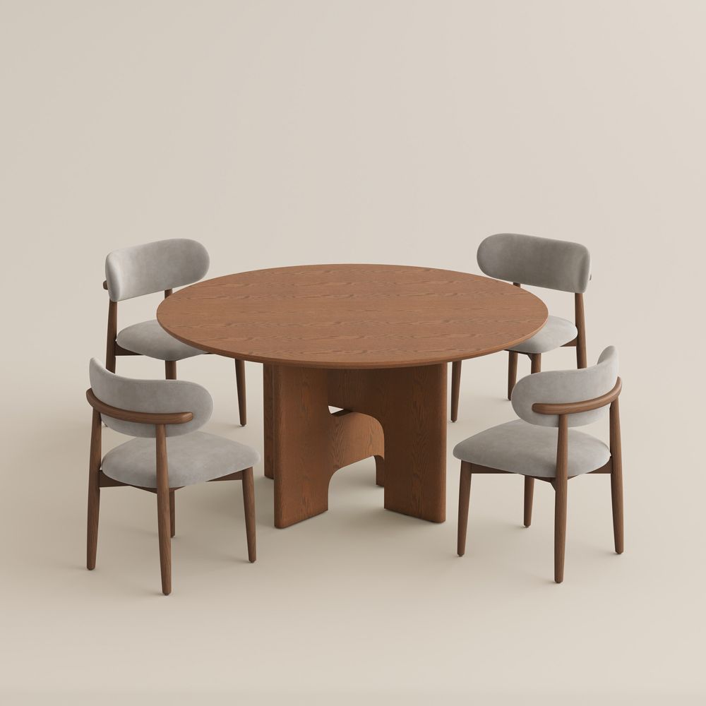 Mid Century Modern Walnut Color Dining Room Set