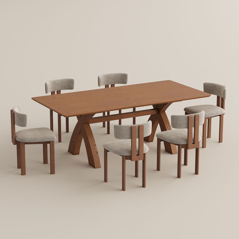 Walnut Engineered Wood Dining Room Set