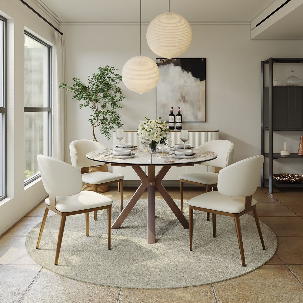 Pandora & Bronze Glossy Sintered Stone Dining Room Set