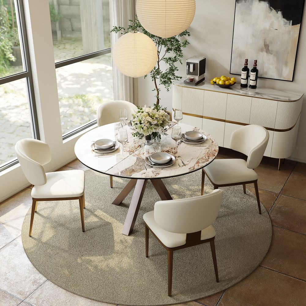 Pandora & Bronze Glossy Sintered Stone Dining Room Set