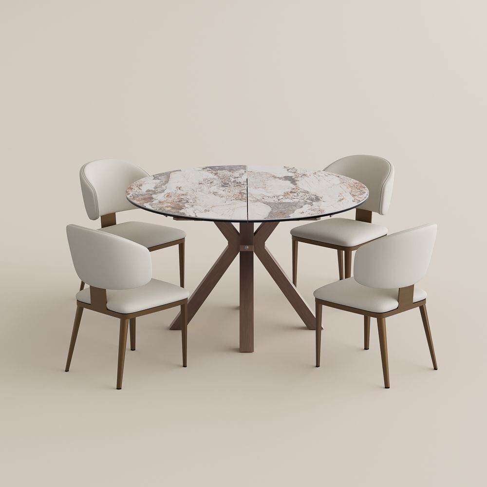 Pandora & Bronze Glossy Sintered Stone Dining Room Set