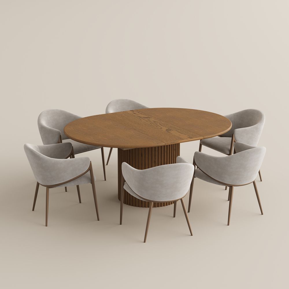 Walnut Glossy Sintered Stone Dining Room Set