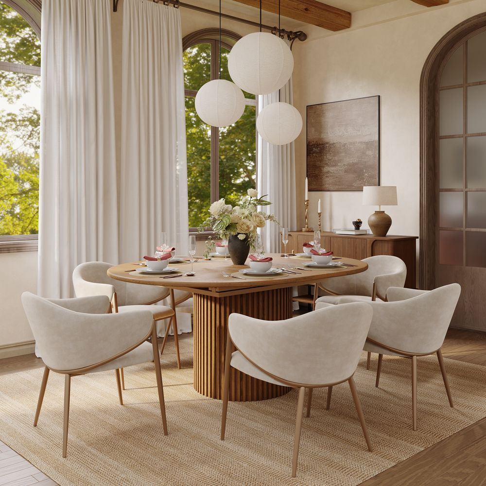 Walnut Glossy Sintered Stone Dining Room Set