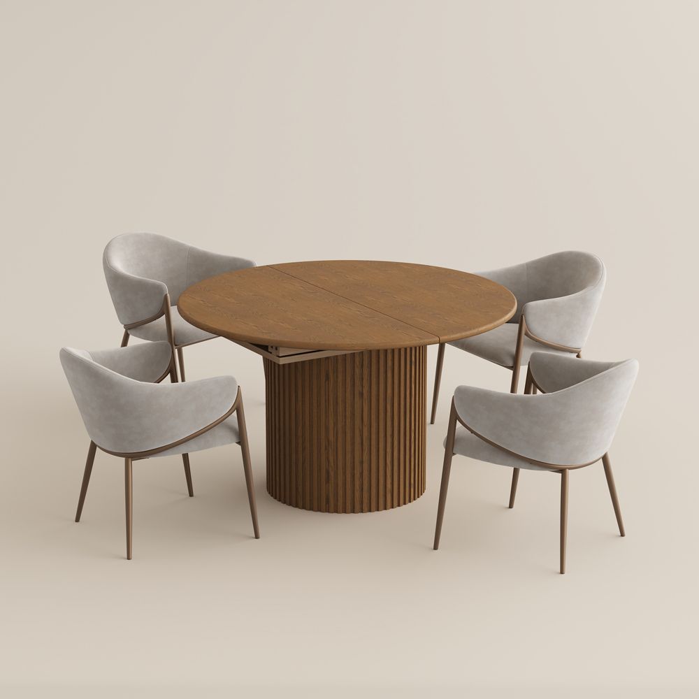 Walnut Glossy Sintered Stone Dining Room Set