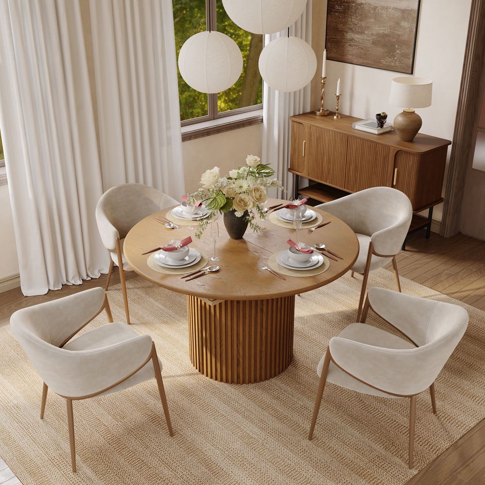 Walnut Glossy Sintered Stone Dining Room Set