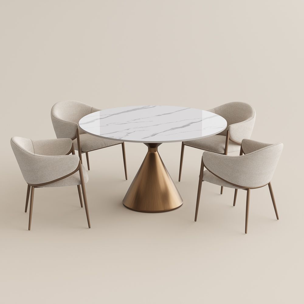 White Glossy Sintered Stone Dining Room Set
