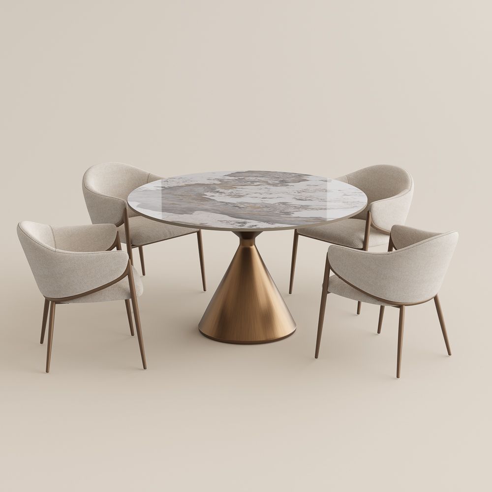 Pandora Glossy Sintered Stone Dining Room Set