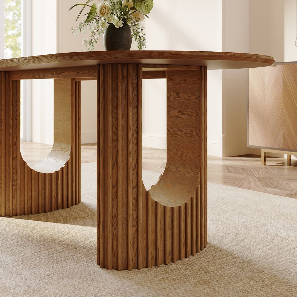 Solid Wood Walnut Color Dining Room Set