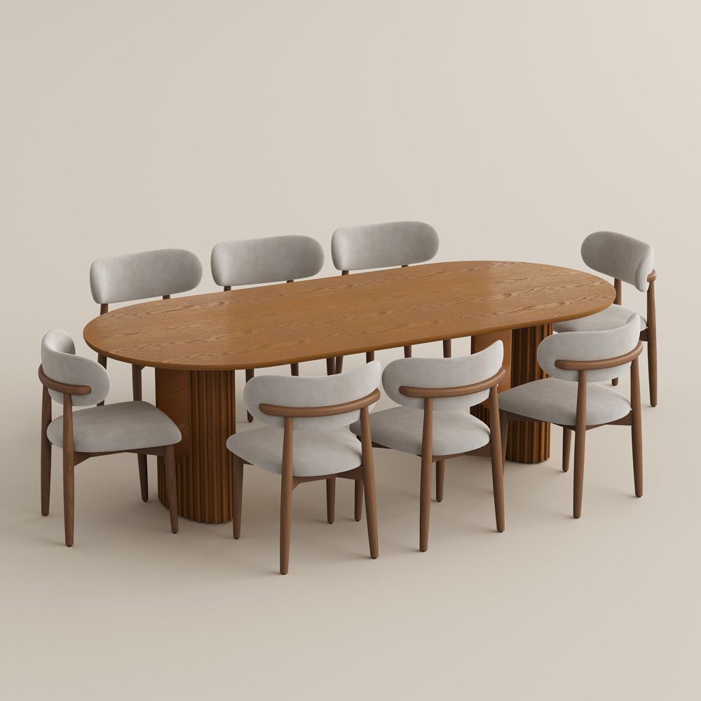 Solid Wood Walnut Color Dining Room Set